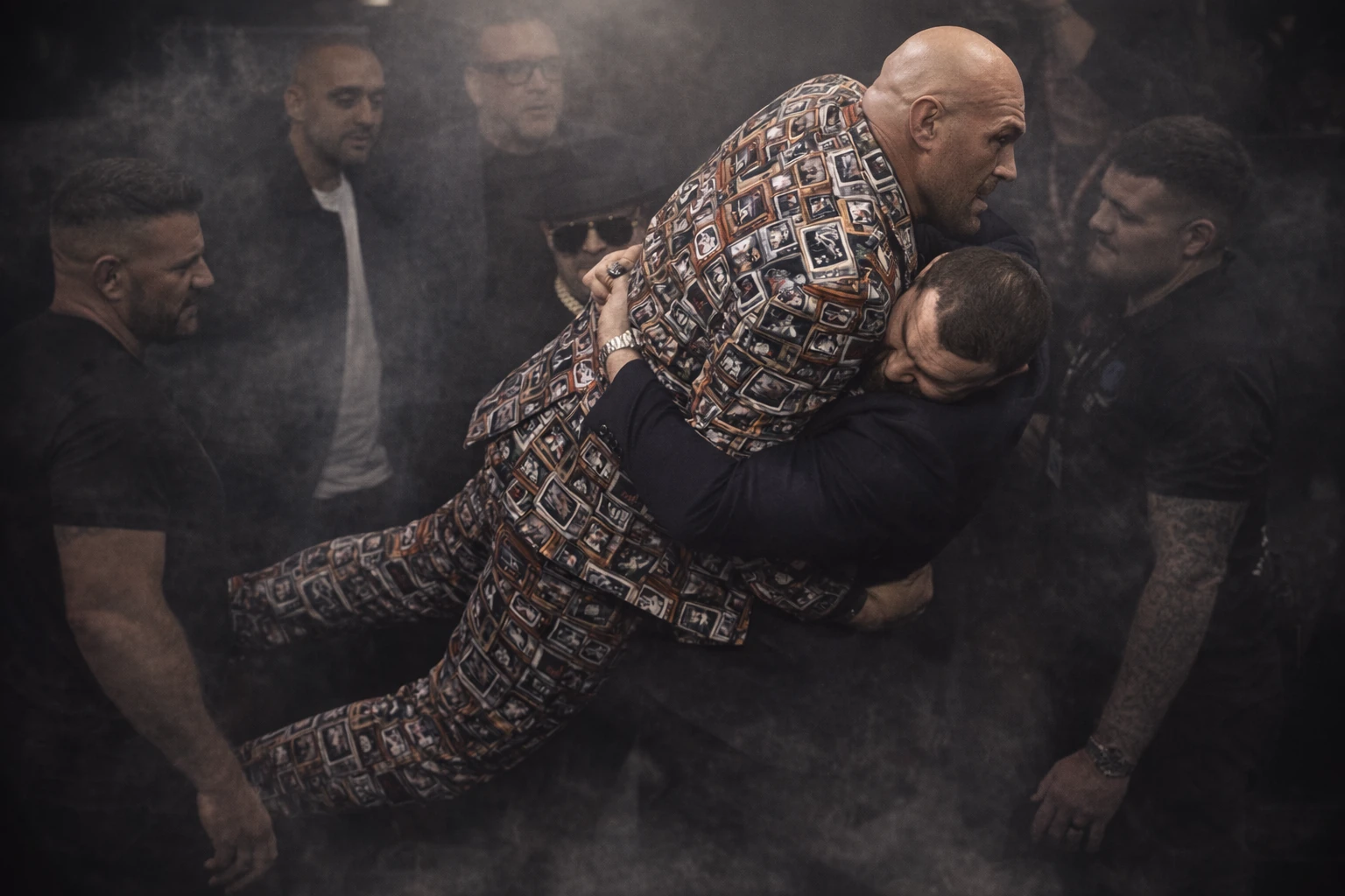 Tyson Fury Playfully Lifted Off His Feet in Makhmudov Faceoff