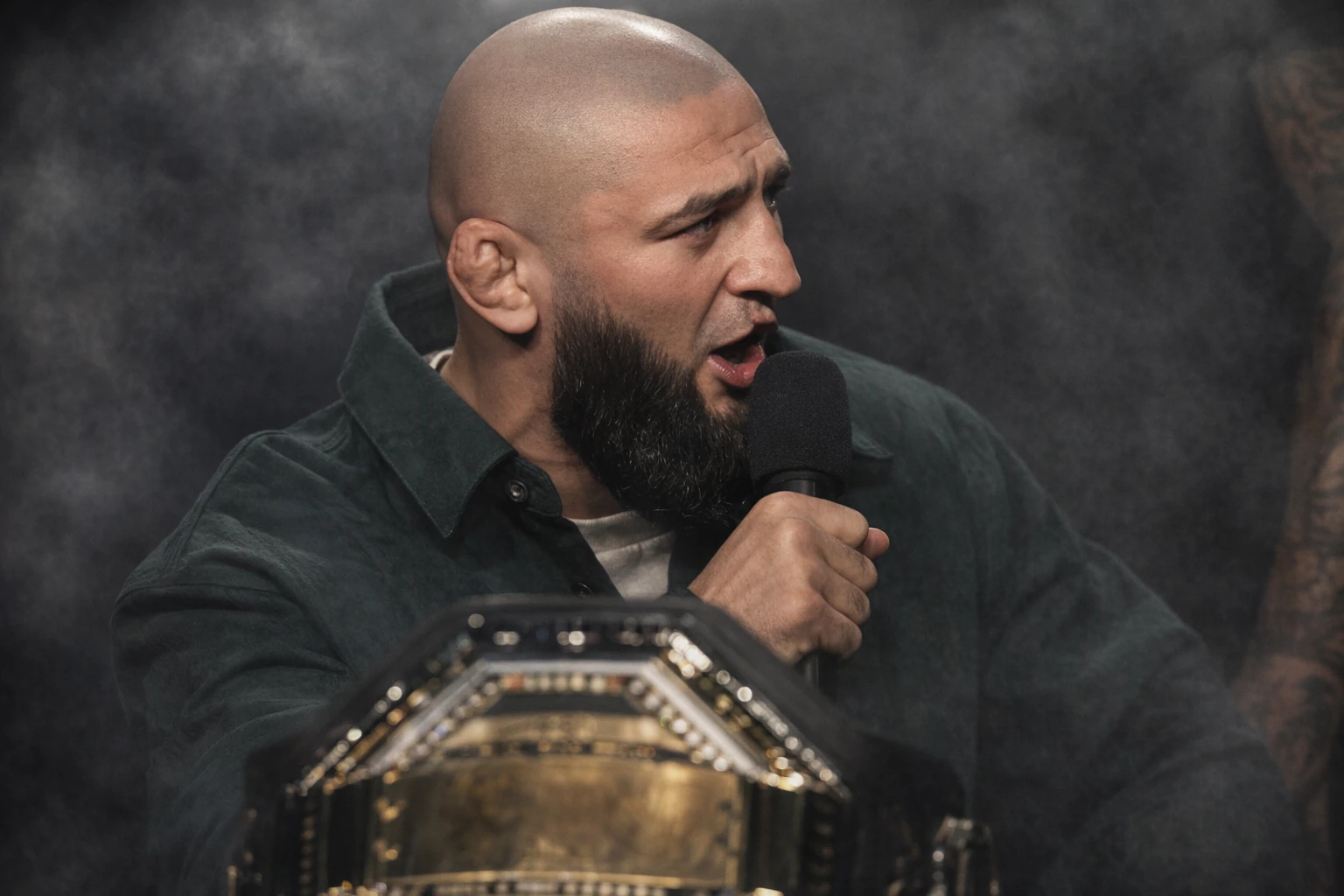 Khamzat Chimaev Kicks Sean Strickland After Explosive UFC 328 Presser